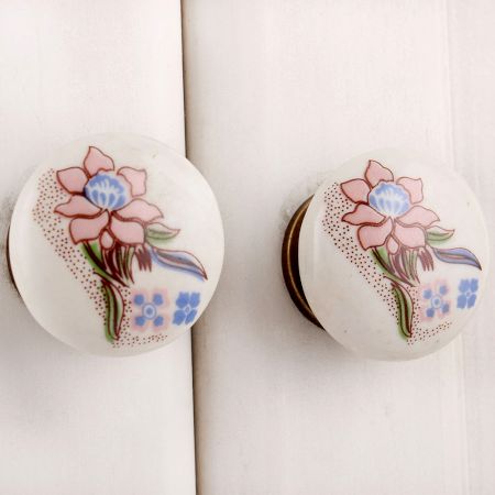 Mixed Amaryllis Flower Flat Knob